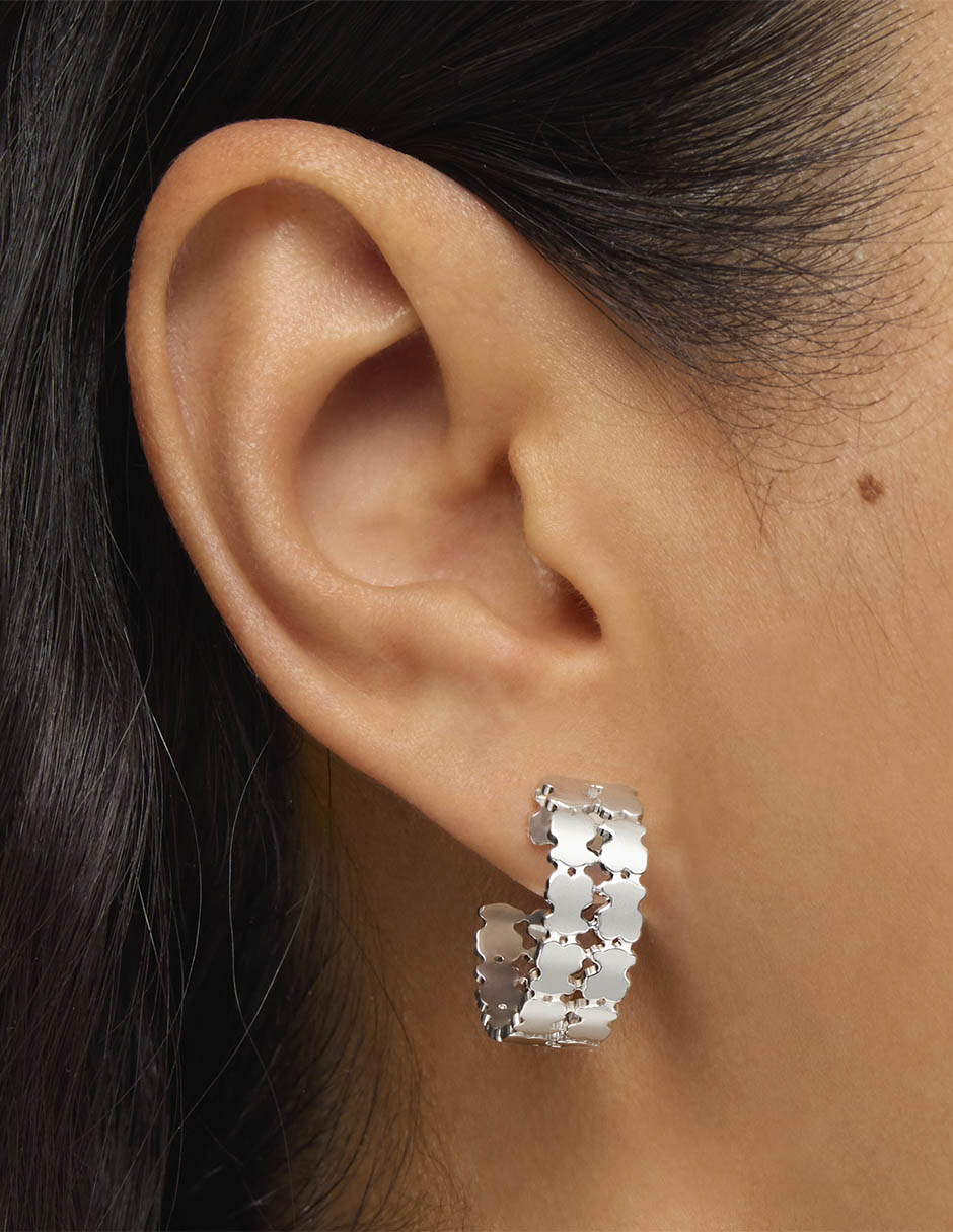 Aretes de aro oso Sweet 40S de plata P 925 con acabado brillante 6