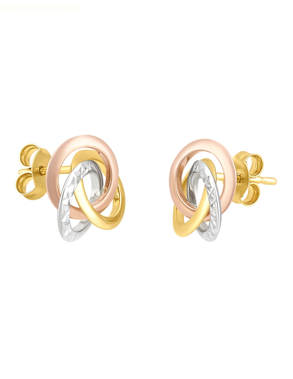 Broqueles de flor de oro florentino 14 K
