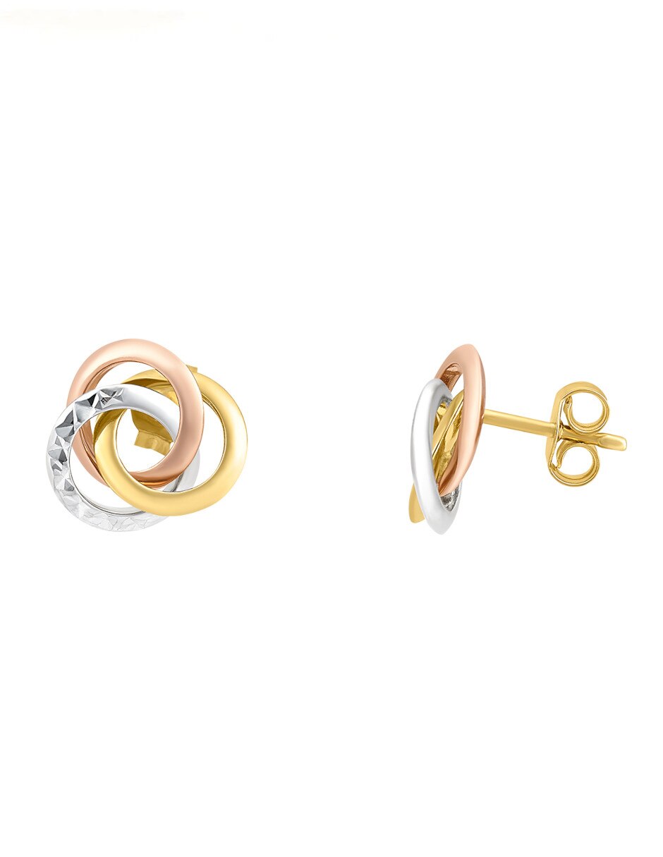 Broqueles de flor de oro florentino 14 K 2