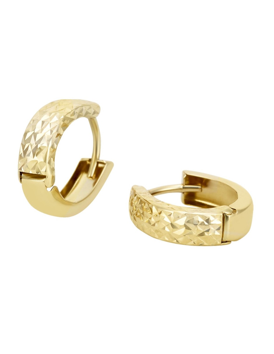 Aretes redondos de oro 14 K con acabado diamantado 3