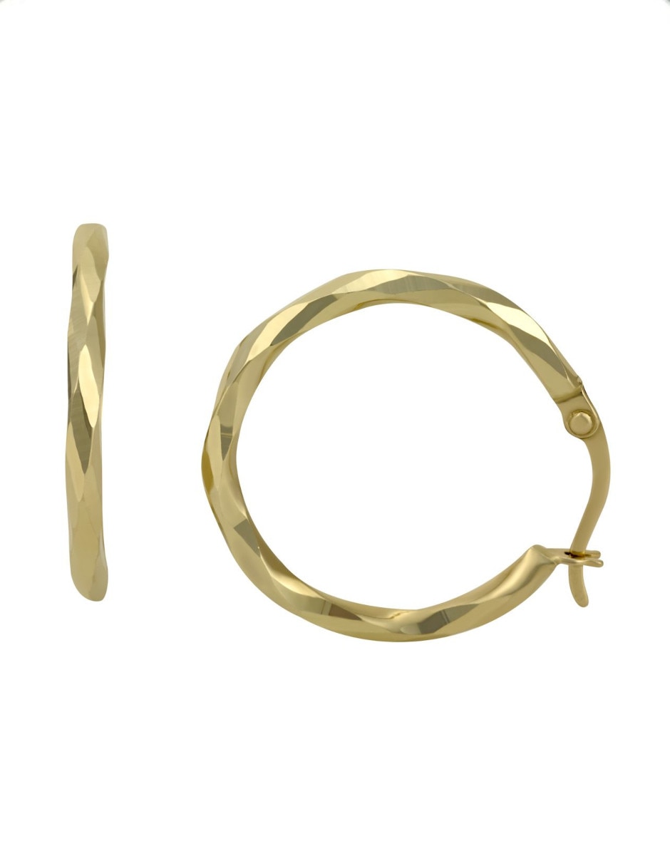 Arracadas de oro 14 K con acabado diamantado Arracadas de oro 14 K con acabado diamantado