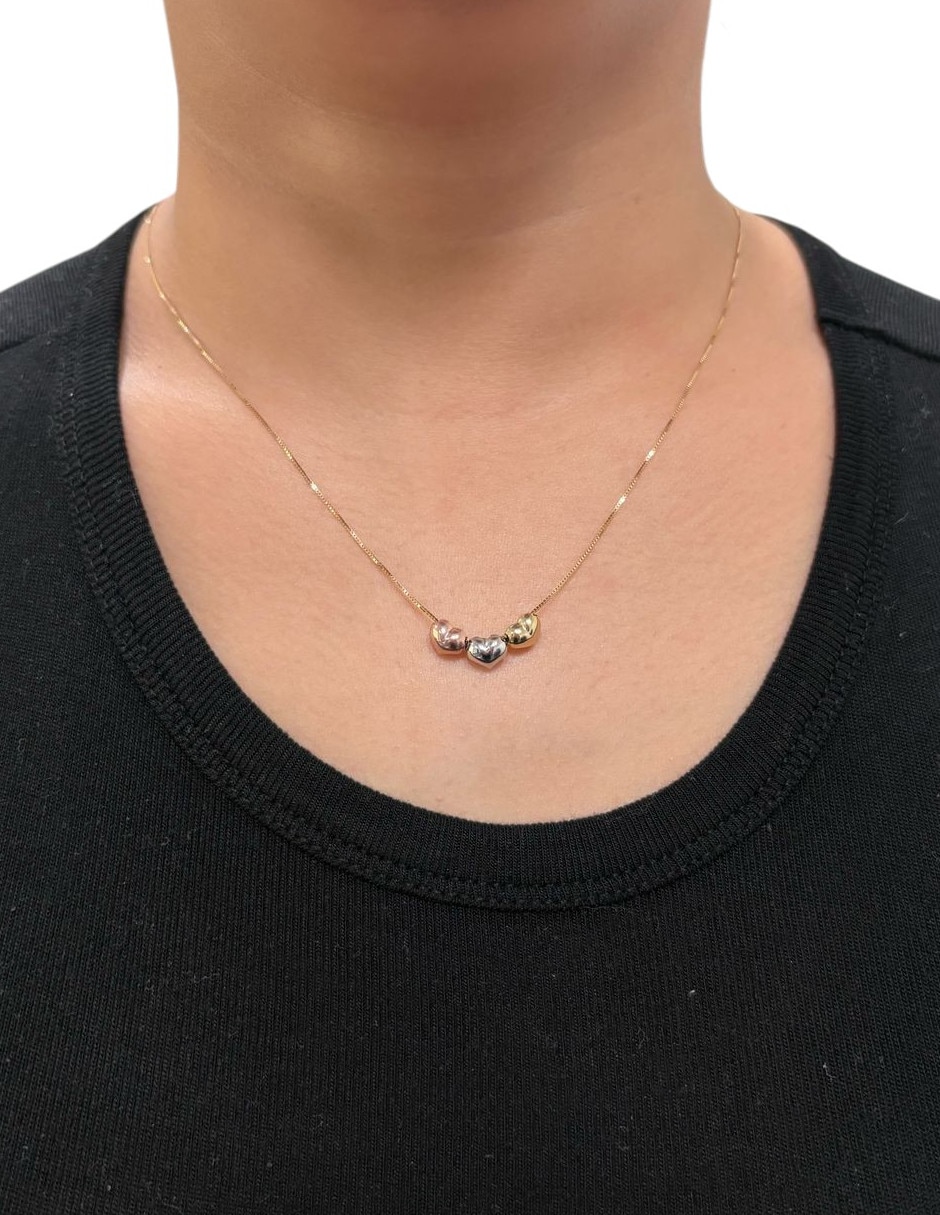Gargantilla corazón de oro florentino 14 K 3