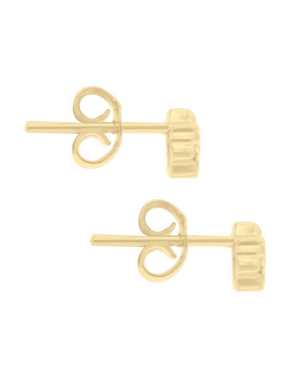Aretes de flor de oro 14 K con acabado brillante diamante 3