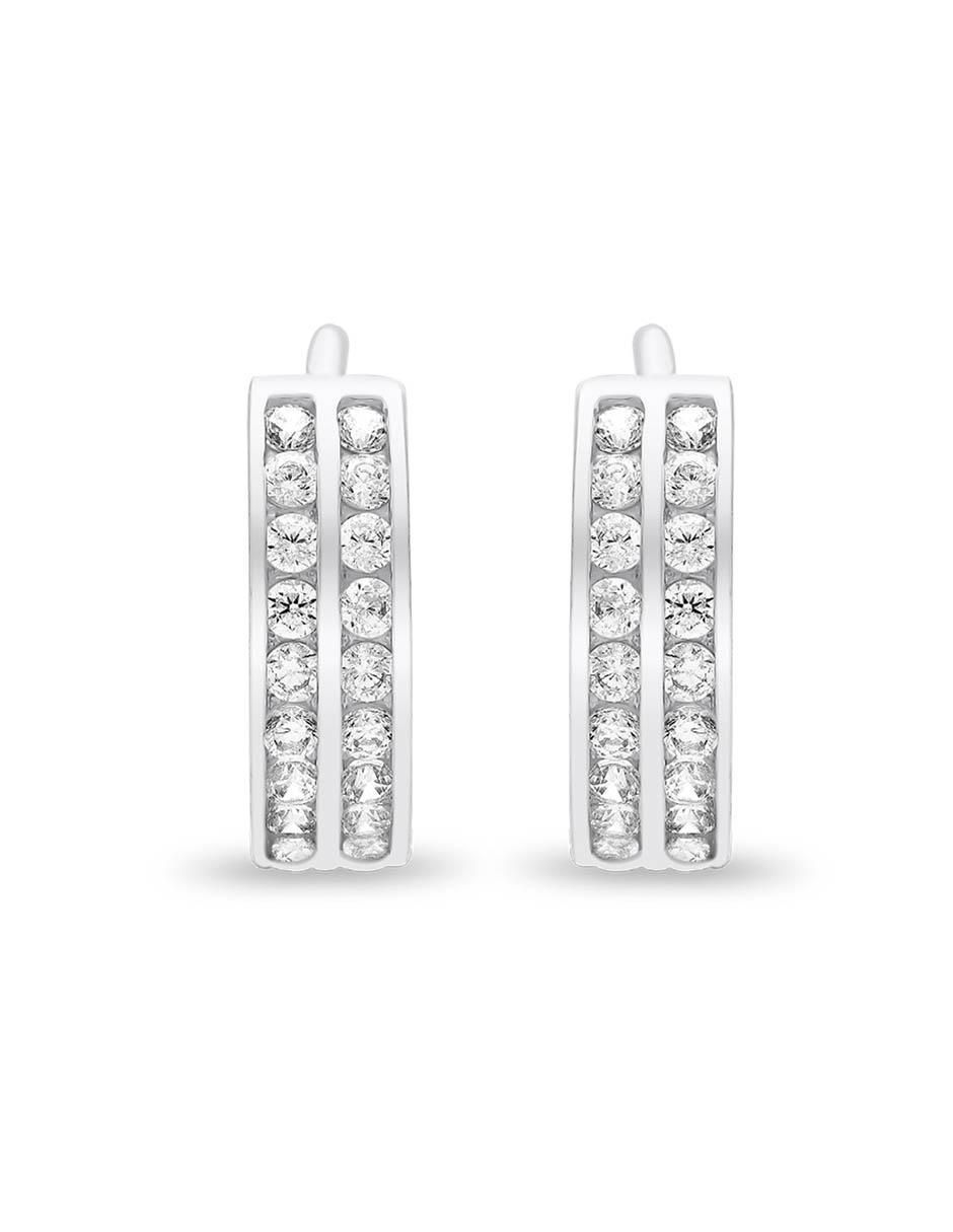 Arracadas de oro blanco 14 K con acabado brillante