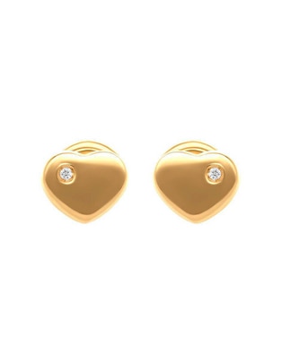 Broqueles de corazón de oro 14 K con acabado brillante diamante Broqueles de corazón de oro 14 K con acabado brillante diamante