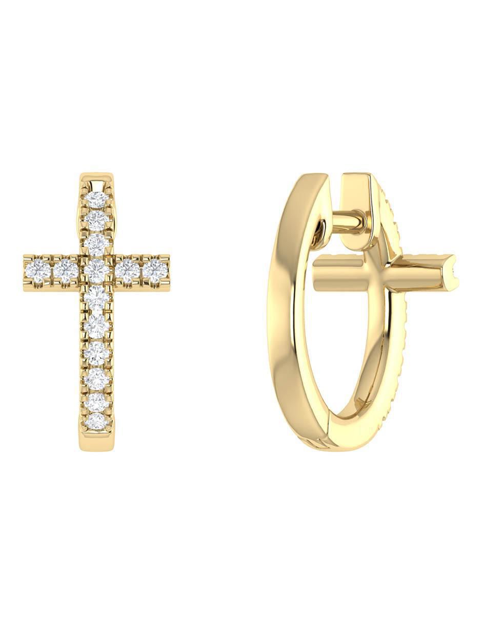 Arracadas de oro amarillo 14 K con acabado brillante diamante