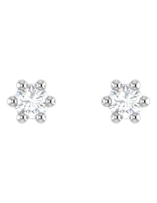 Broqueles de flor de oro blanco 14 K con acabado brillante diamante Broqueles de flor de oro blanco 14 K con acabado brillante diamante