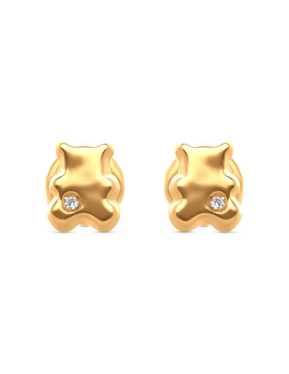 Broqueles de oso de oro 14 K con acabado brillante diamante Broqueles de oso de oro 14 K con acabado brillante diamante