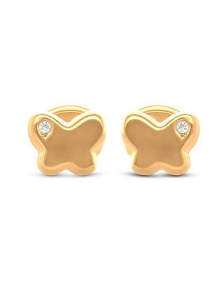 Broqueles de mariposa de oro 14 K con acabado brillante diamante Broqueles de mariposa de oro 14 K con acabado brillante diamante