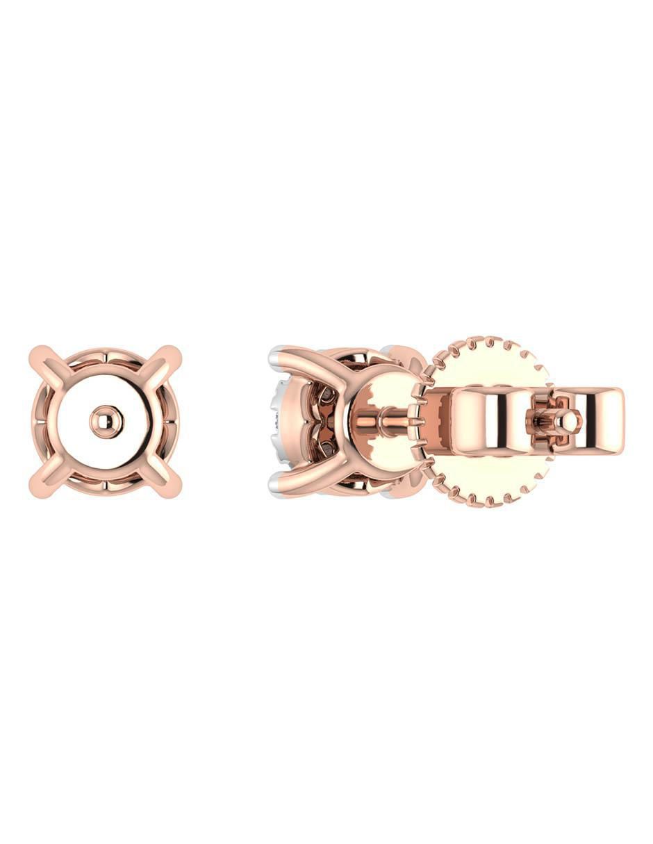 Broqueles circulares de oro rosa 14 K con acabado brillante diamante 4