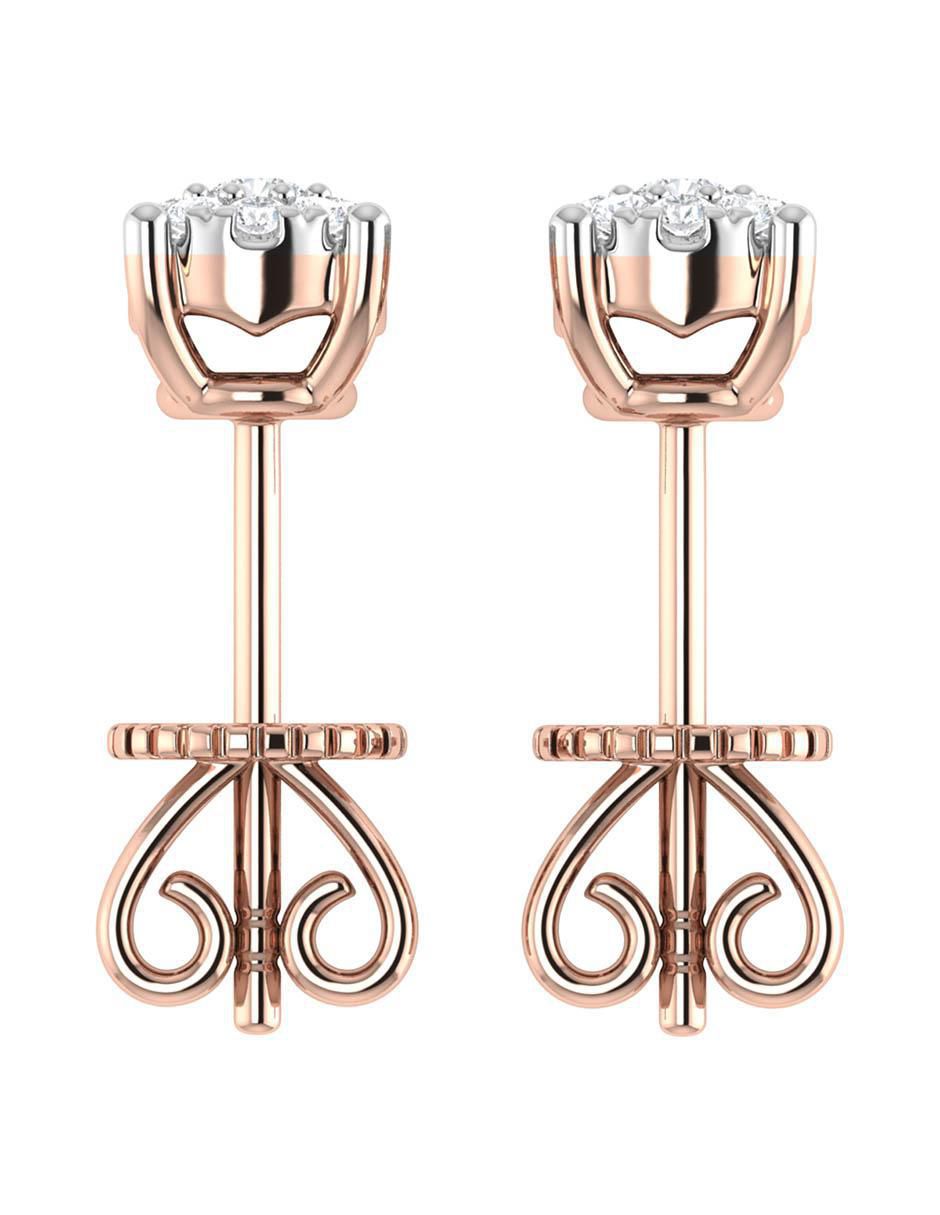 Broqueles circulares de oro rosa 14 K con acabado brillante diamante 5