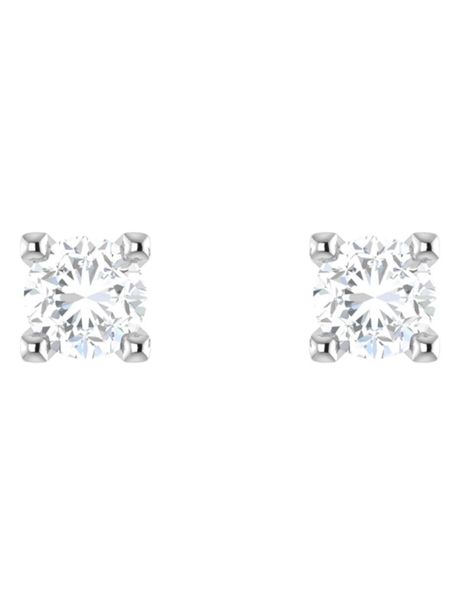 Broqueles circulares de oro blanco 14 K con acabado brillante diamante Broqueles circulares de oro blanco 14 K con acabado brillante diamante