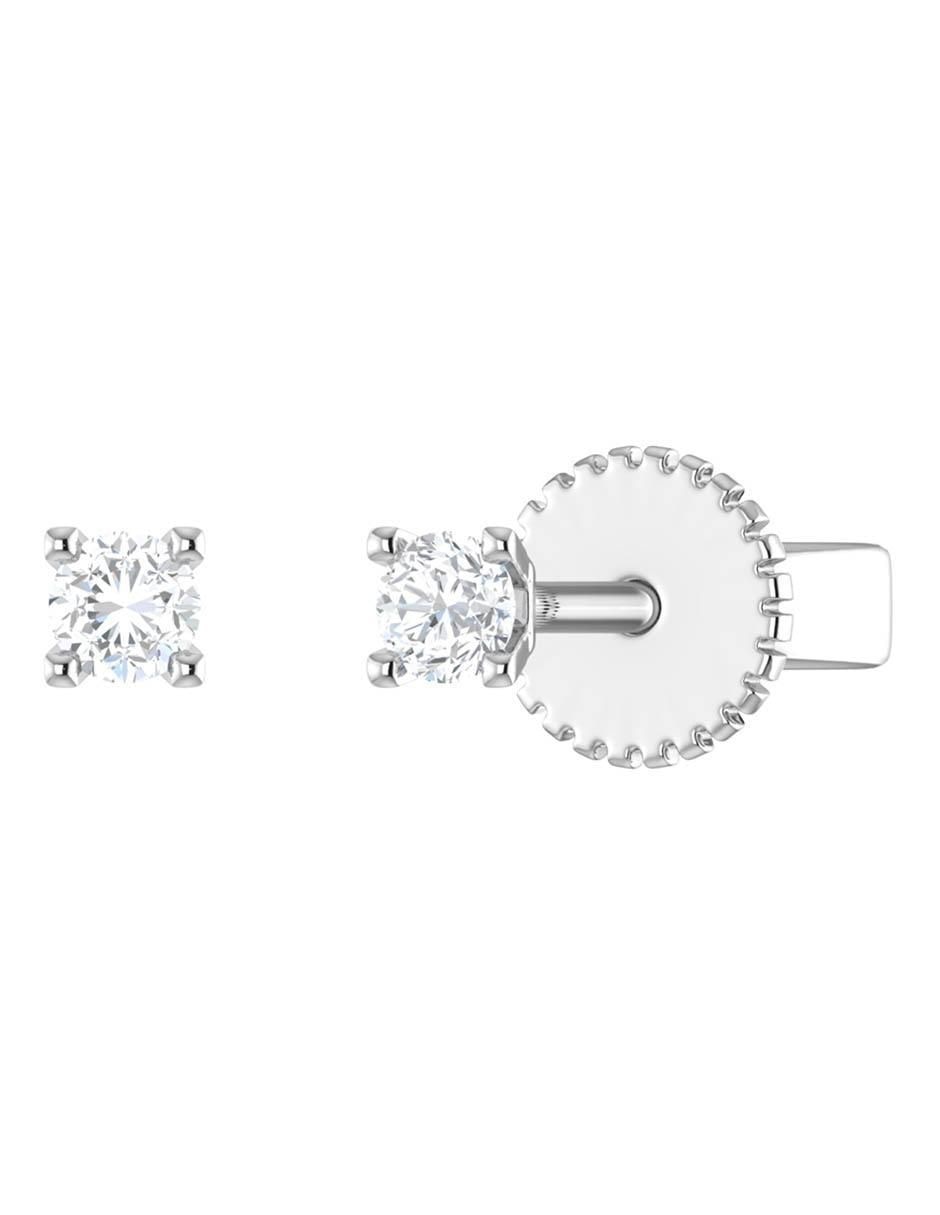 Broqueles circulares de oro blanco 14 K con acabado brillante diamante