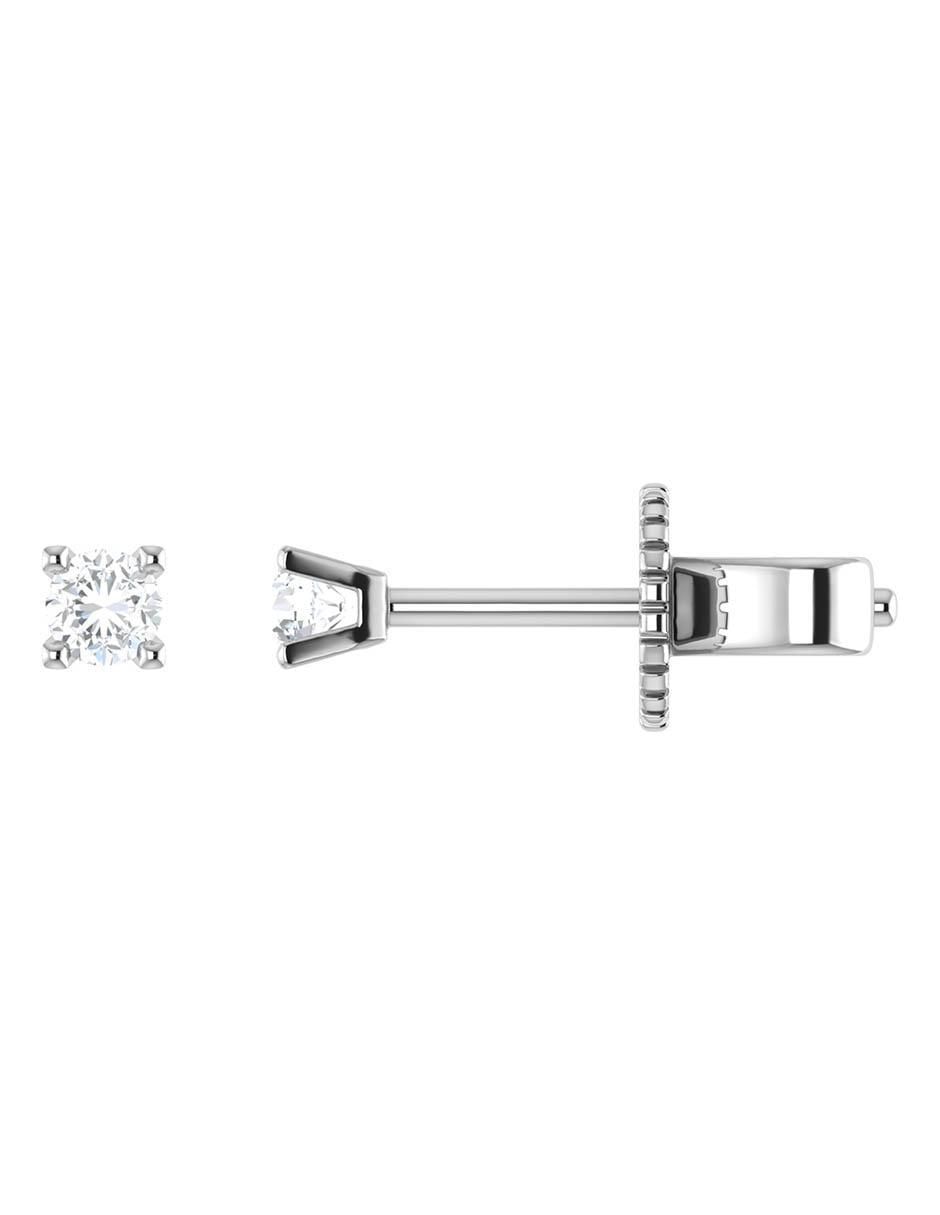 Broqueles circulares de oro blanco 14 K con acabado brillante diamante