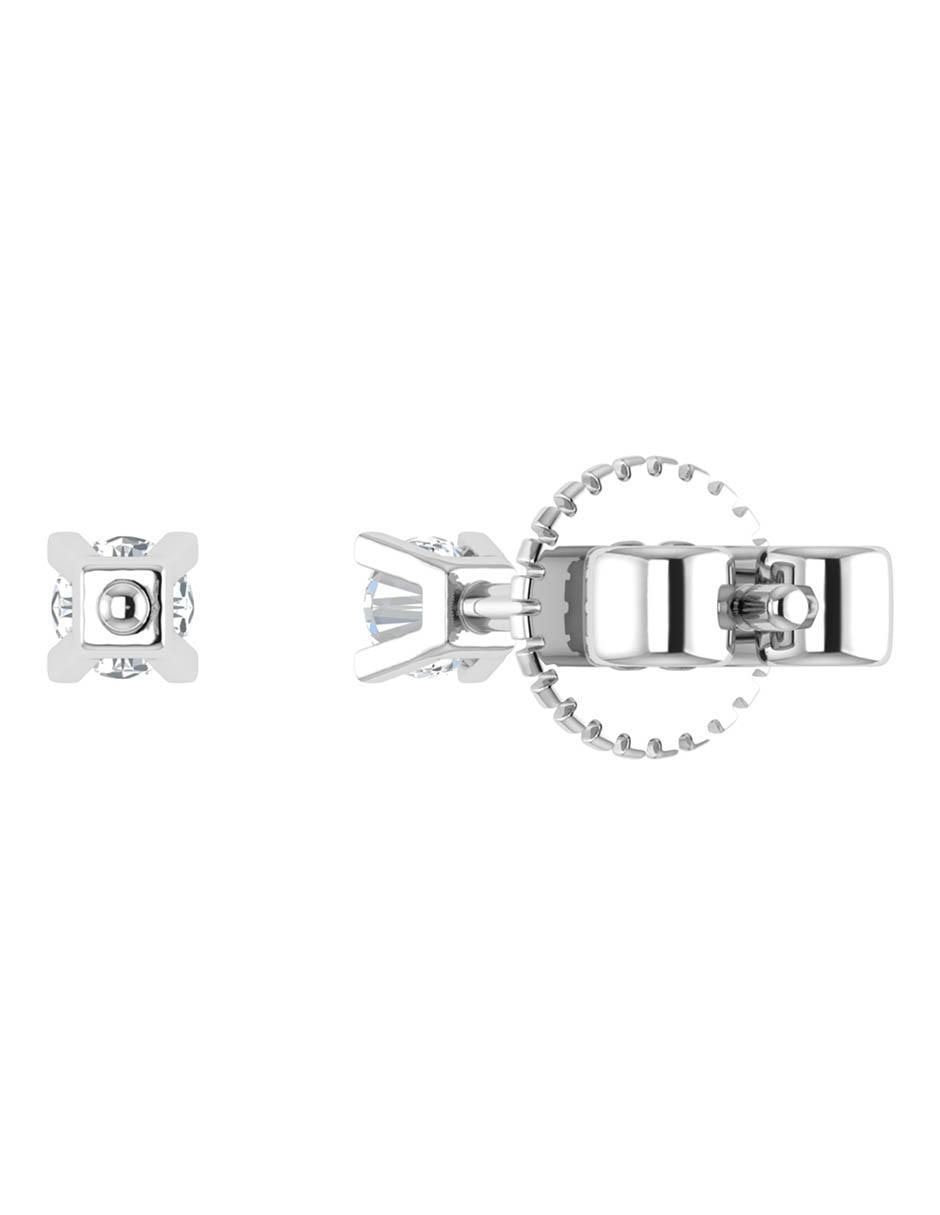 Broqueles circulares de oro blanco 14 K con acabado brillante diamante