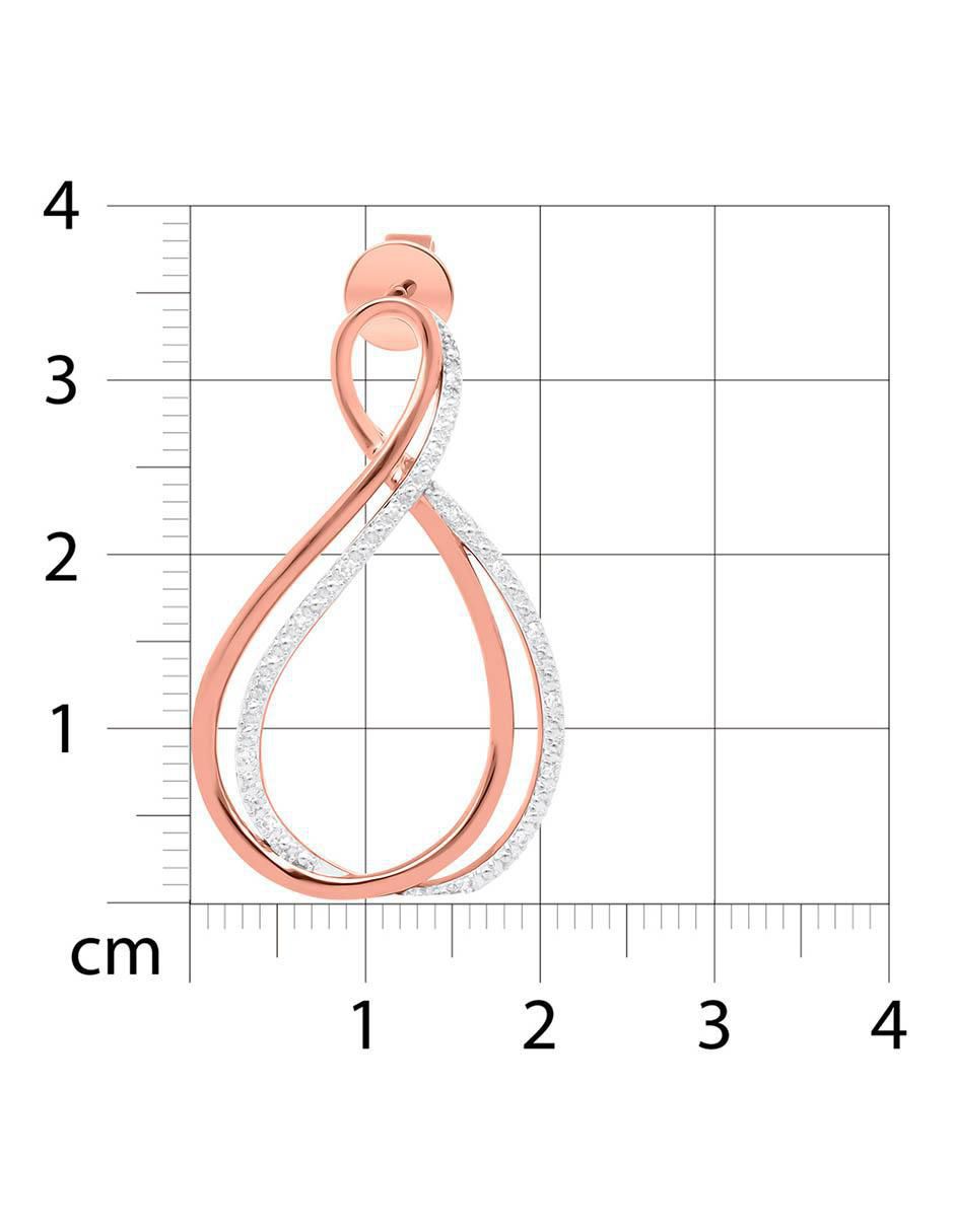 Aretes de infinito de oro rosa 14 K con acabado brillante diamante 4