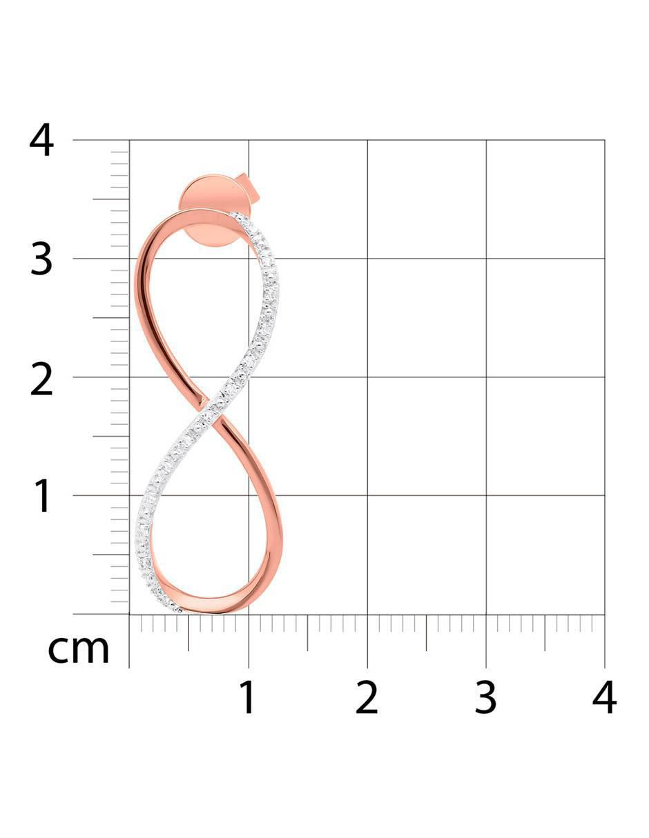 Aretes de infinito de oro rosa 14 K con acabado brillante diamante 4