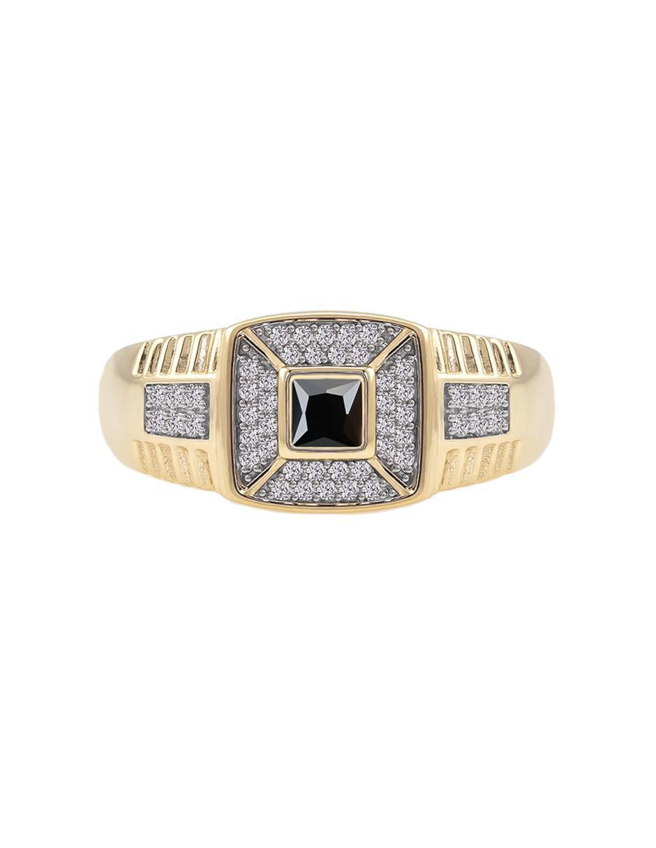 Anillo cuadrada 10 k de oro zirconia brillante