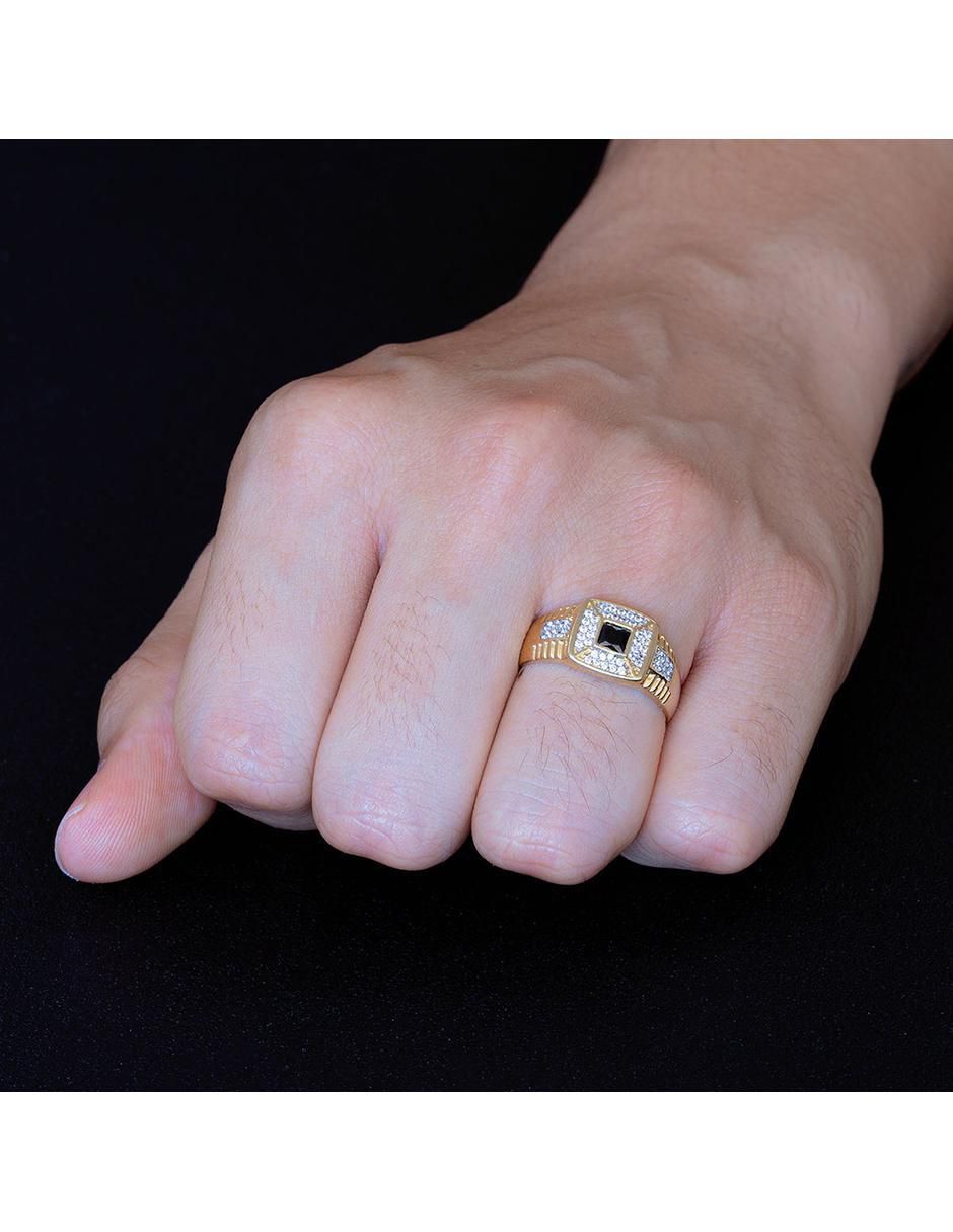 Anillo cuadrada 10 k de oro zirconia brillante 5
