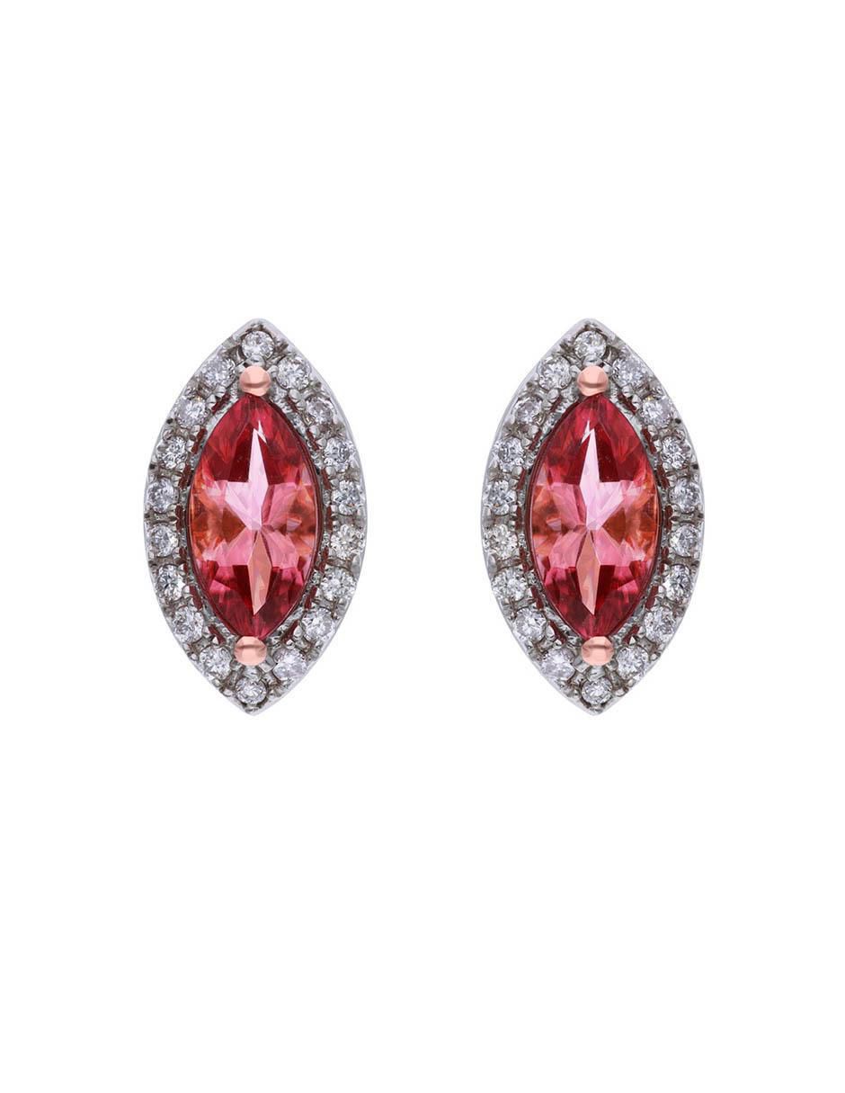 Broqueles de oro rosa 14 K con acabado brillante diamante Broqueles de oro rosa 14 K con acabado brillante diamante