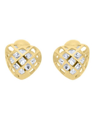 Broqueles de corazón de oro amarillo 14 K con acabado brillante