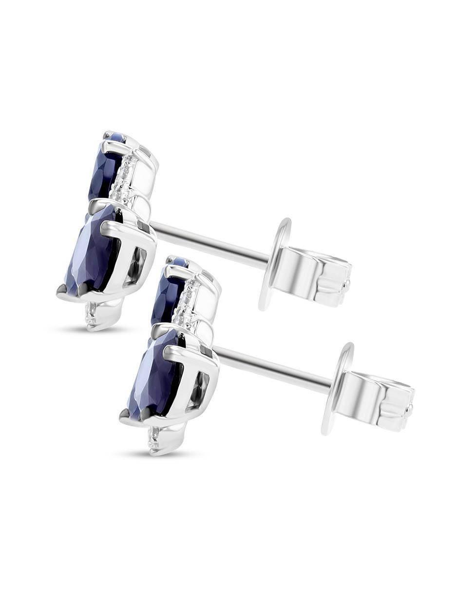 Aretes de hoja de oro blanco 14 K con acabado brillante diamante 3