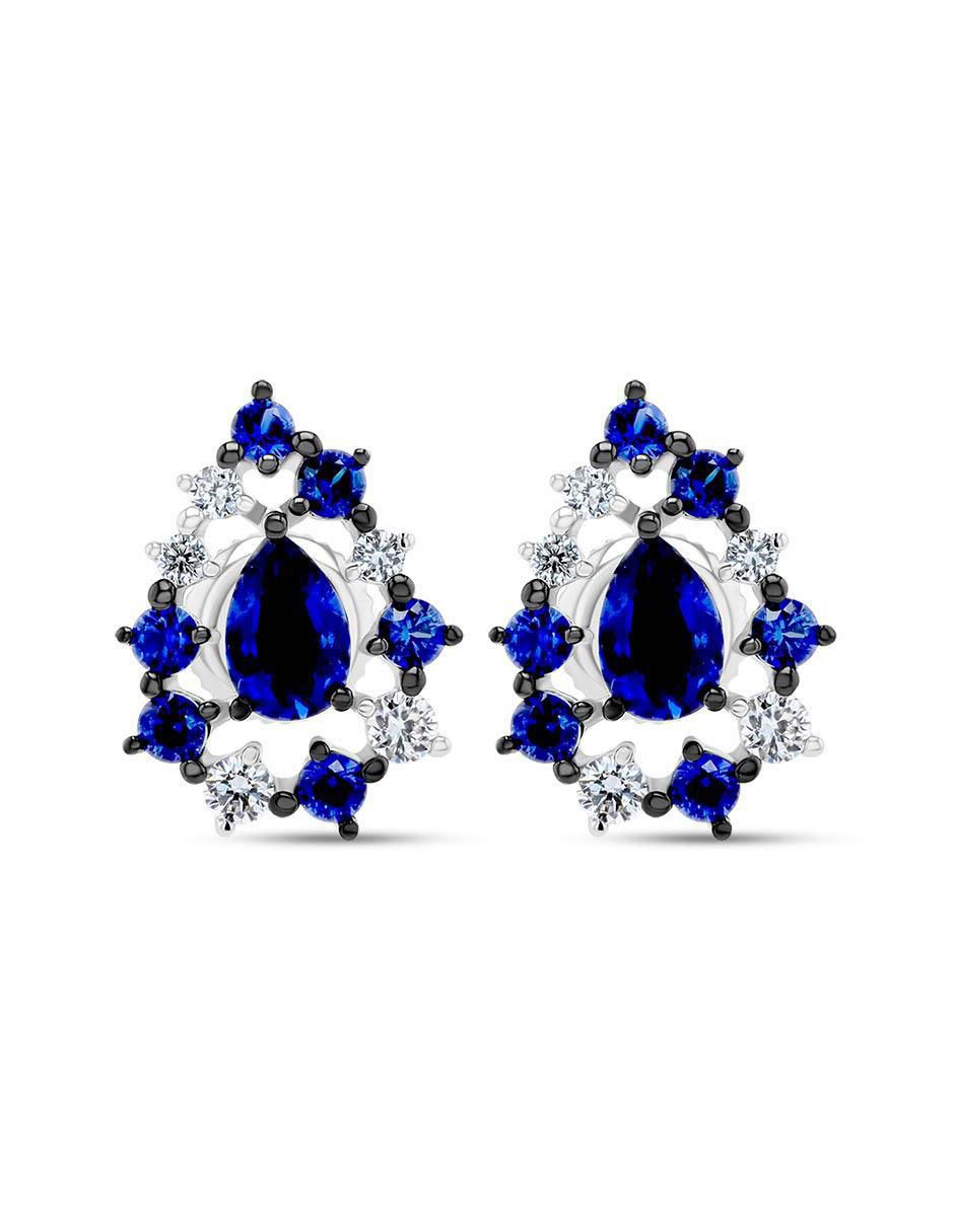 Aretes de gota de oro blanco 14 K con acabado brillante diamante Aretes de gota de oro blanco 14 K con acabado brillante diamante