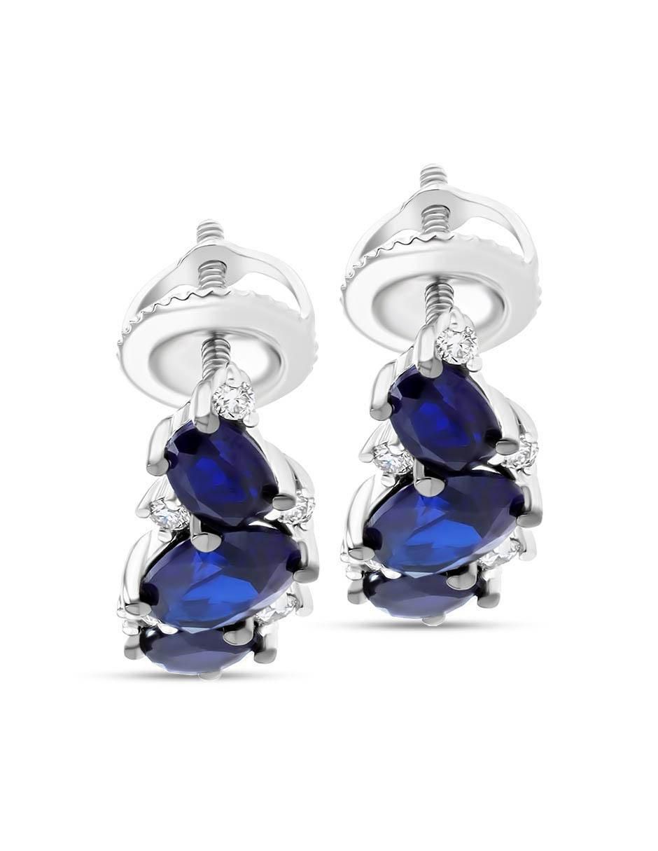 Aretes de hoja de oro blanco 14 K con acabado brillante diamante 2