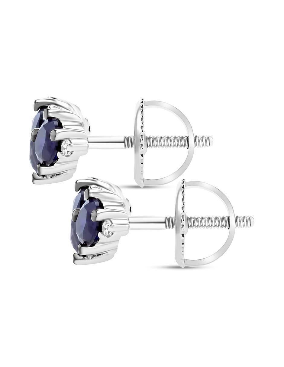 Aretes de hoja de oro blanco 14 K con acabado brillante diamante 3