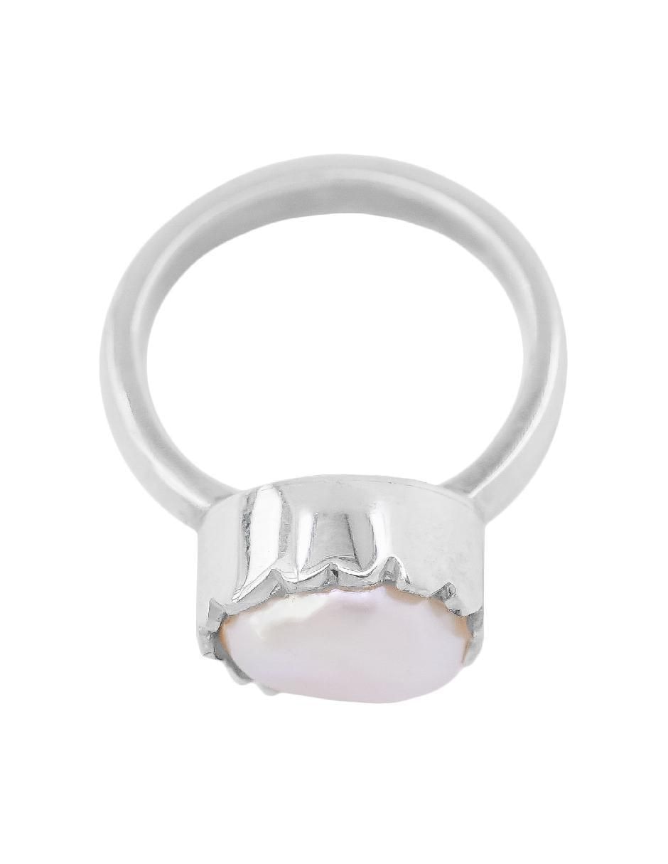 Anillo redondo Tesoros Del Océano P 925 de plata perla brillante