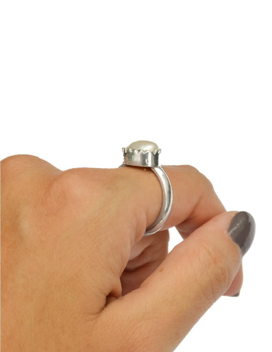 Anillo redondo Tesoros Del Océano P 925 de plata perla brillante