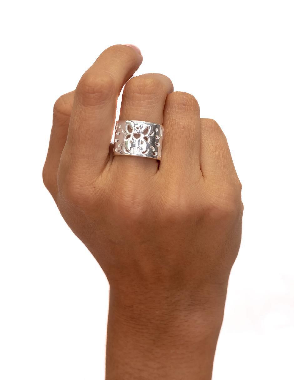 Anillo redondo Hecho En México P 925 de plata brillante 2
