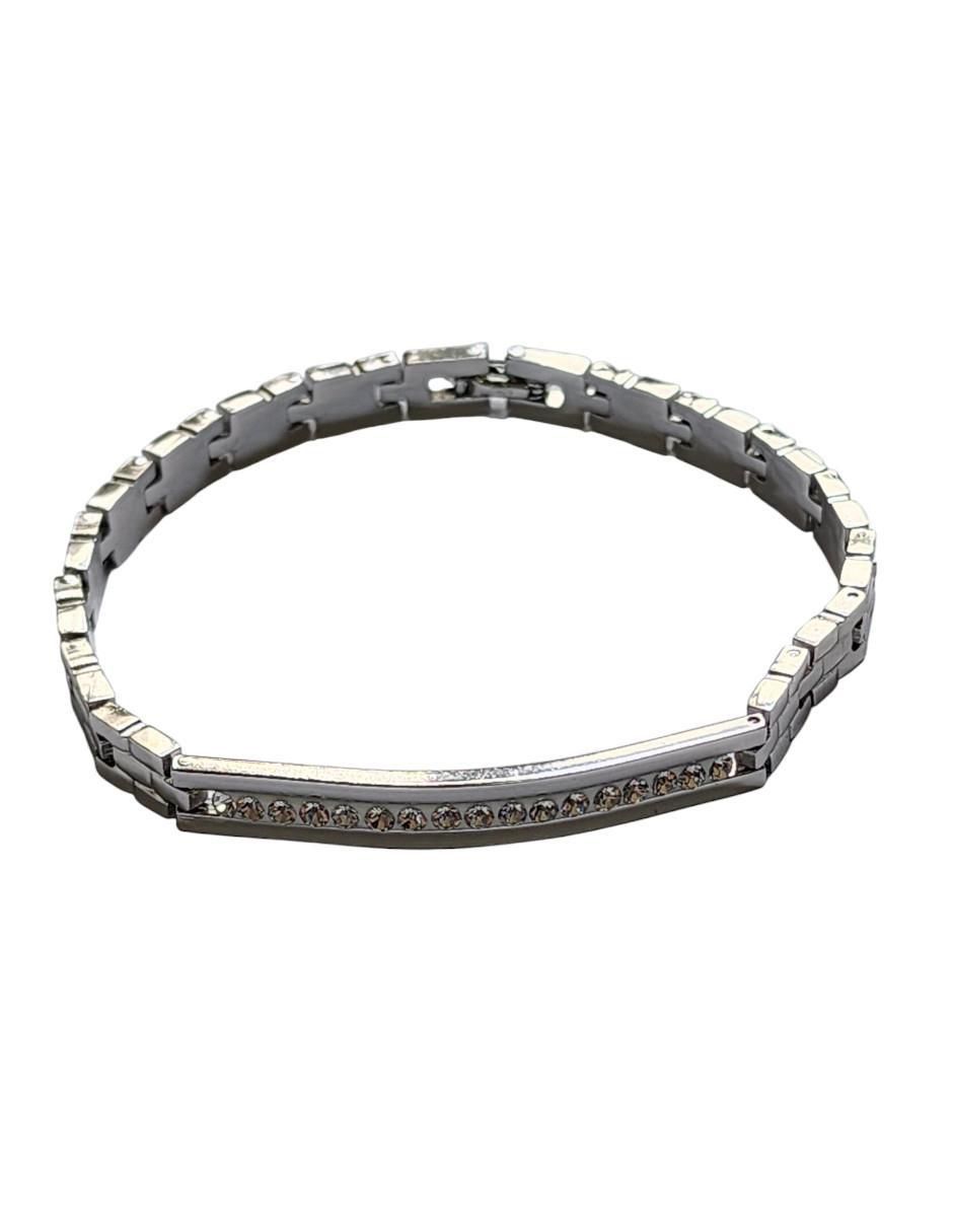 Brazalete de oro laminado con zirconia 14 K acabado brillante Brazalete de oro laminado con zirconia 14 K acabado brillante