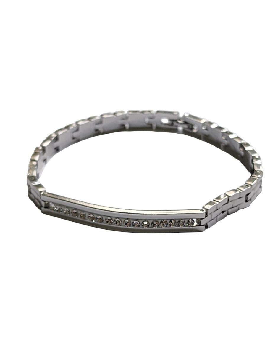Brazalete de oro laminado con zirconia 14 K acabado brillante 2