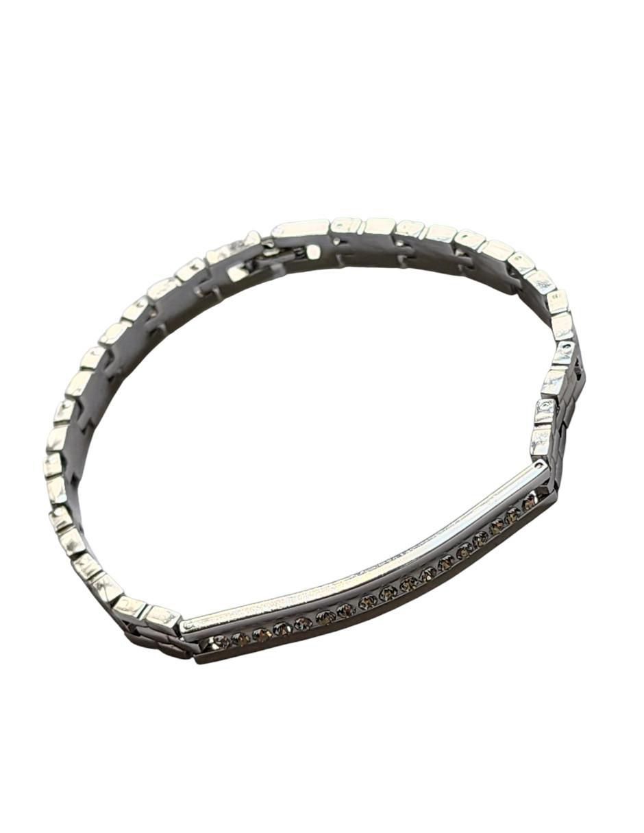 Brazalete de oro laminado con zirconia 14 K acabado brillante 5