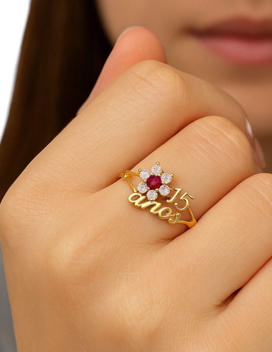 Anillo 10 k de oro rubí