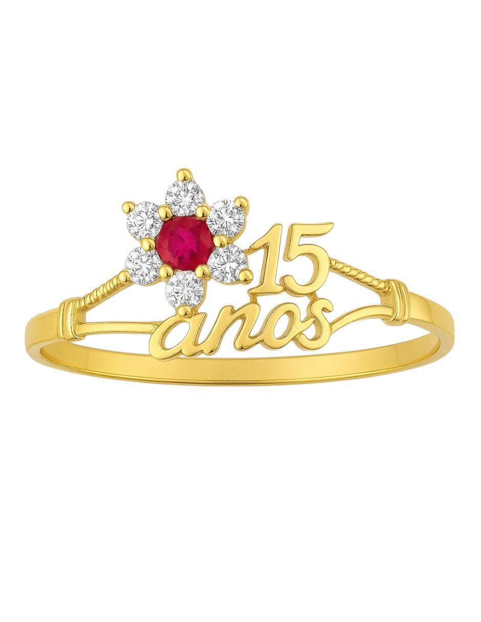 Anillo 10 k de oro rubí 2