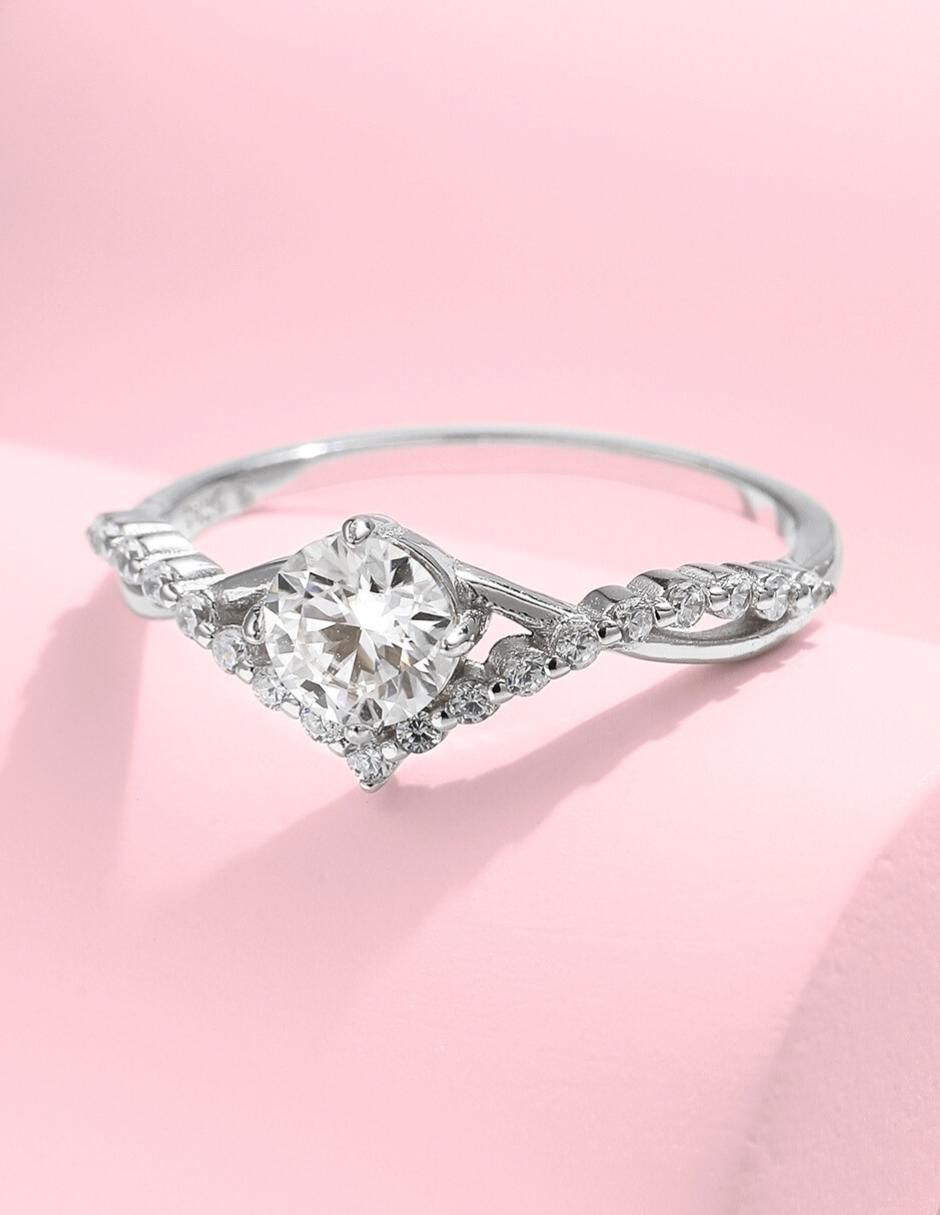 Anillo de compromiso de plata P 925 Infinity Of Love moissanita