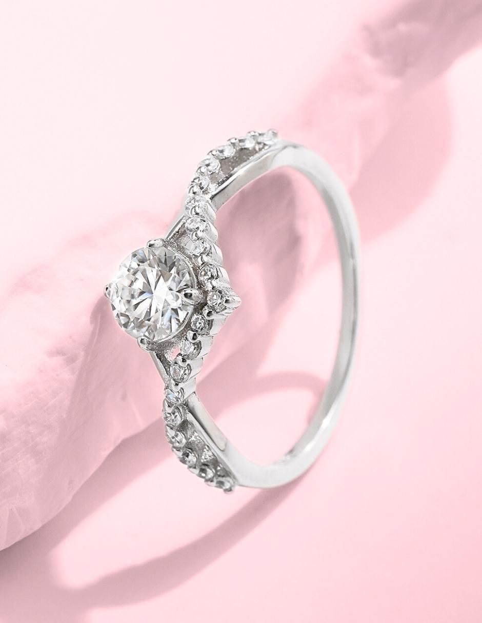 Anillo de compromiso de plata P 925 Infinity Of Love moissanita