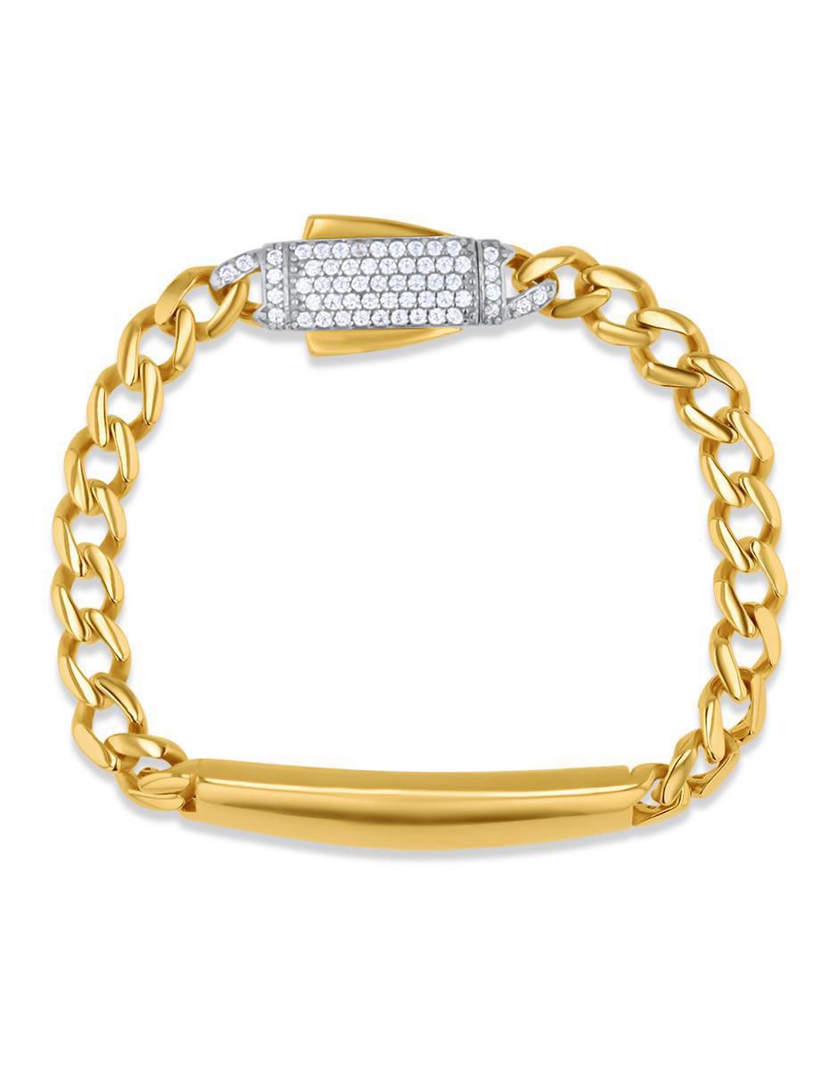 Pulsera de oro amarillo con zirconia 14 K acabado brillante Pulsera de oro amarillo con zirconia 14 K acabado brillante