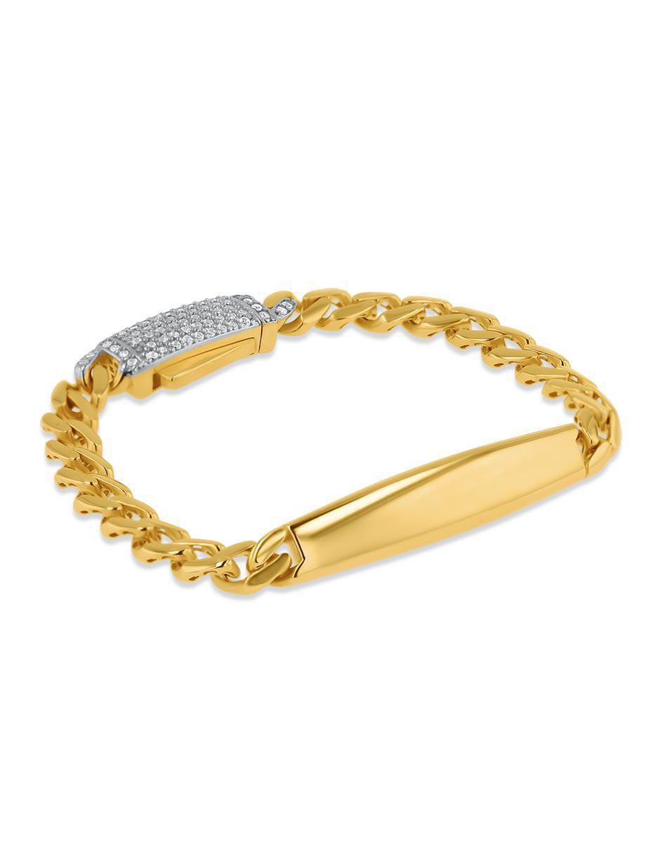 Pulsera de oro amarillo con zirconia 14 K acabado brillante 2