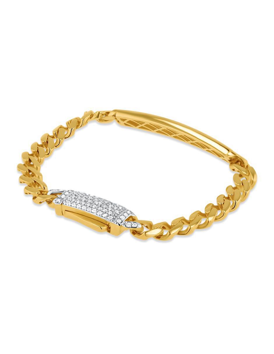 Pulsera de oro amarillo con zirconia 14 K acabado brillante 3