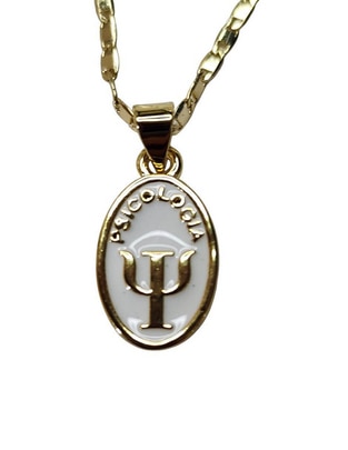 Collar con dije de ovalado Psicologia de oro laminado 14 K