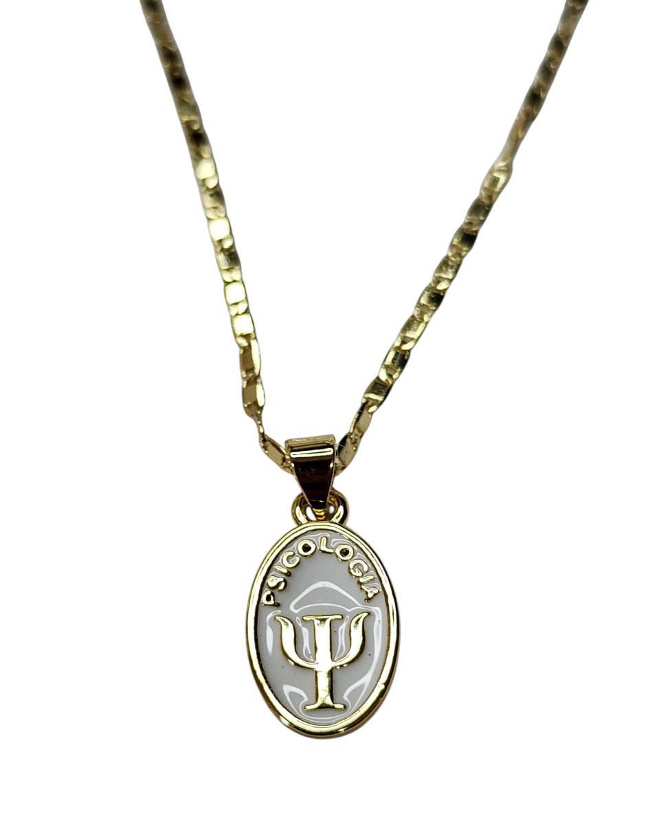 Collar con dije de ovalado Psicologia de oro laminado 14 K 3