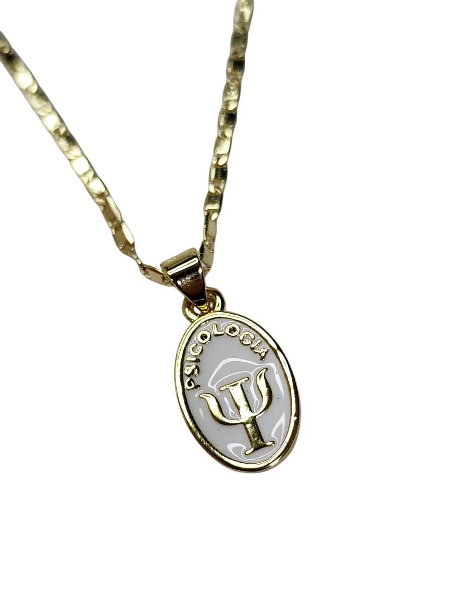 Collar con dije de ovalado Psicologia de oro laminado 14 K 5