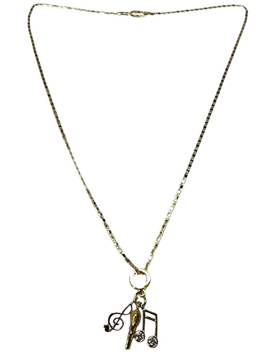 Collar con dije nota musical Microfono de oro laminado 14 K 2