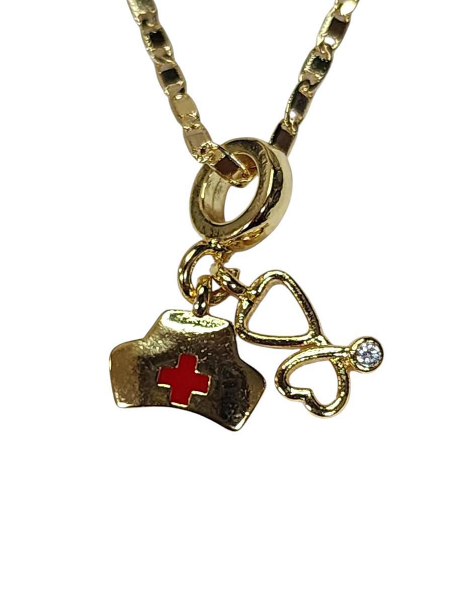 Collar con dije estetoscopio de oro laminado 14 K 4