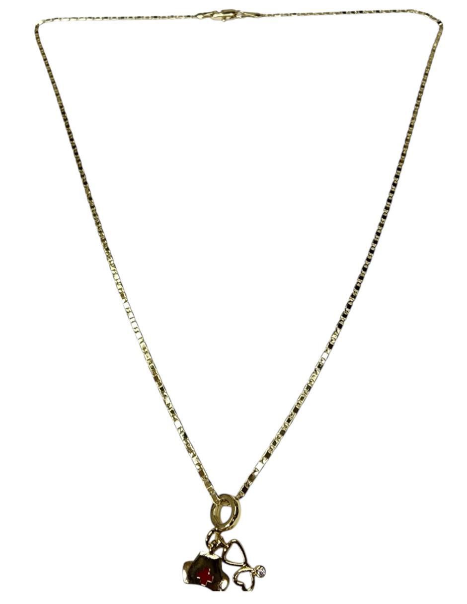 Collar con dije estetoscopio de oro laminado 14 K 5