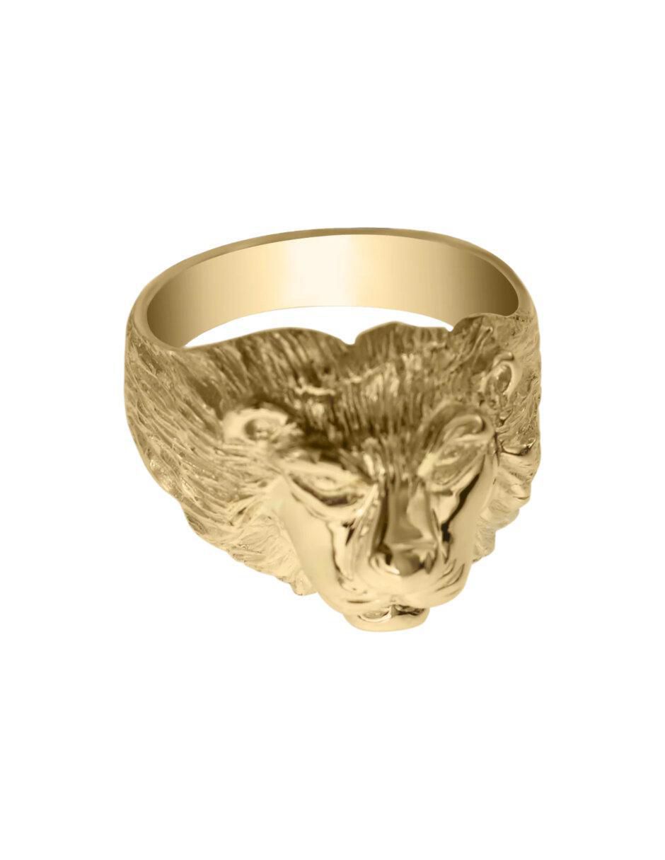 Anillo de león León De África 14 k de oro brillante Anillo de león León De África 14 k de oro brillante