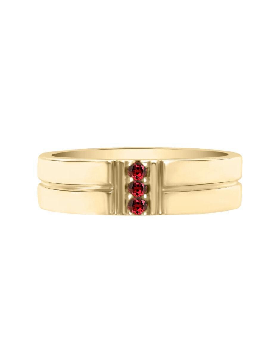 Anillo redondo Lionne 14 k de oro rubí brillante Anillo redondo Lionne 14 k de oro rubí brillante